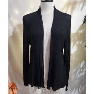Eileen Fisher Open Sheer Lightweight Cardigan Sweater Size M Black Layer Neutral